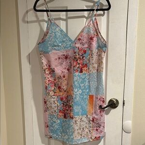 Floral Patchwork Spaghetti Strap Dress